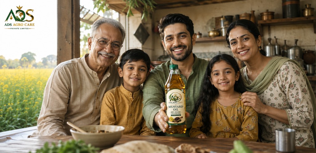 ADS Agro Care — family with 100% organic cold-pressed mustard oil